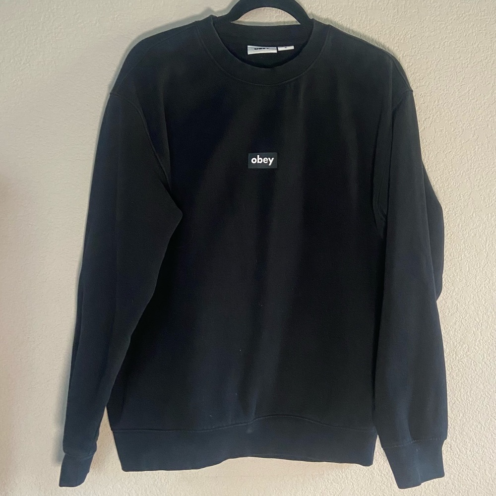 Obey Men's Black Tab Crewneck Sweatshirt Sz M Streetwear, skateboard, punk